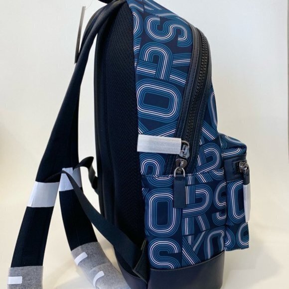 Michael Kors Mens Kent Graphic Logo Backpack Bag in Admiral - Picture 4 of 8